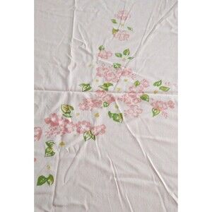 Vintage Pink Floral Tablecloth California Hand Prints Cotton Grandma Core
